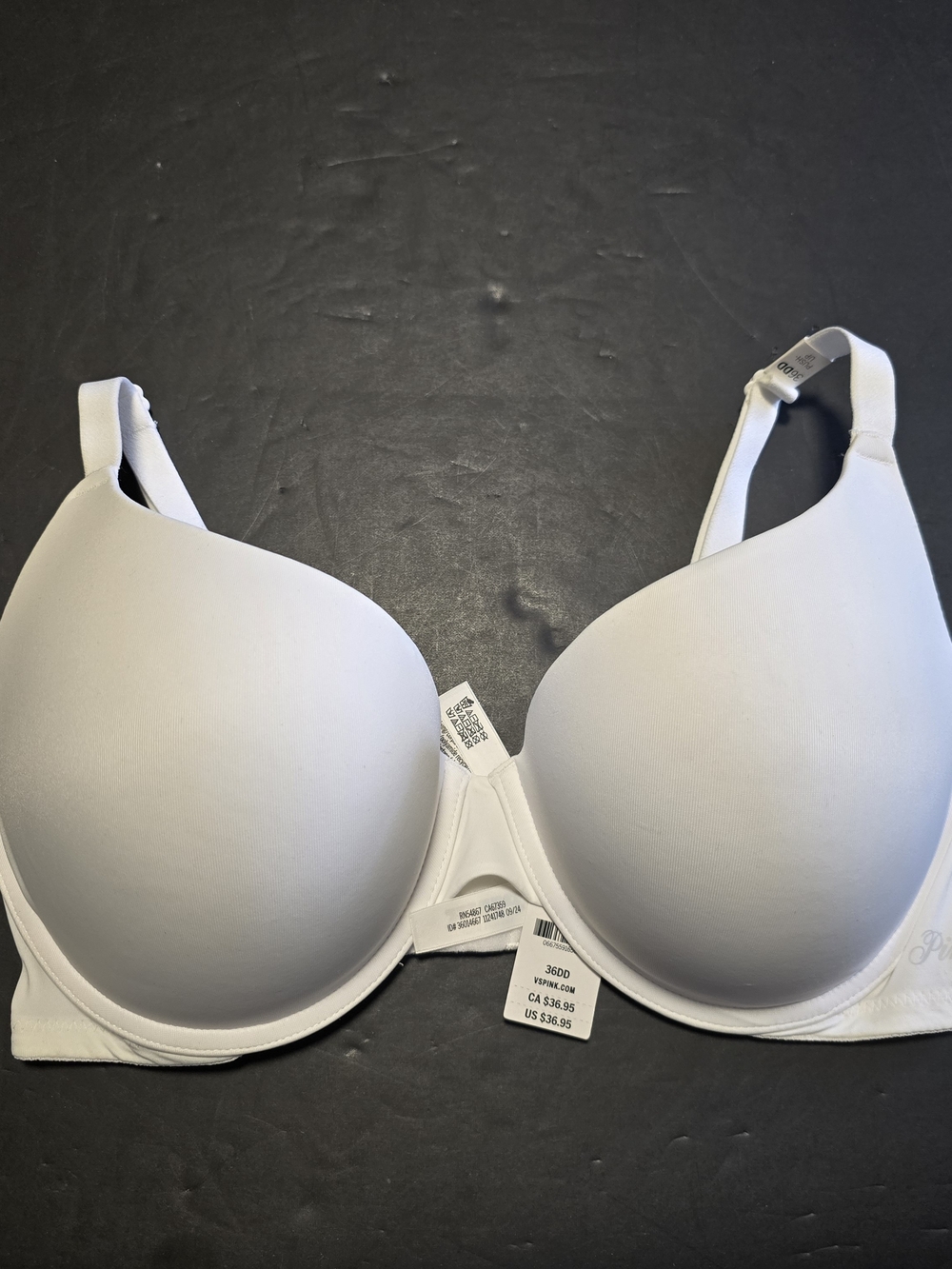 PINK Victoria's Secret Bra Womens 36DD White Push Up Padded Underwire Seamless